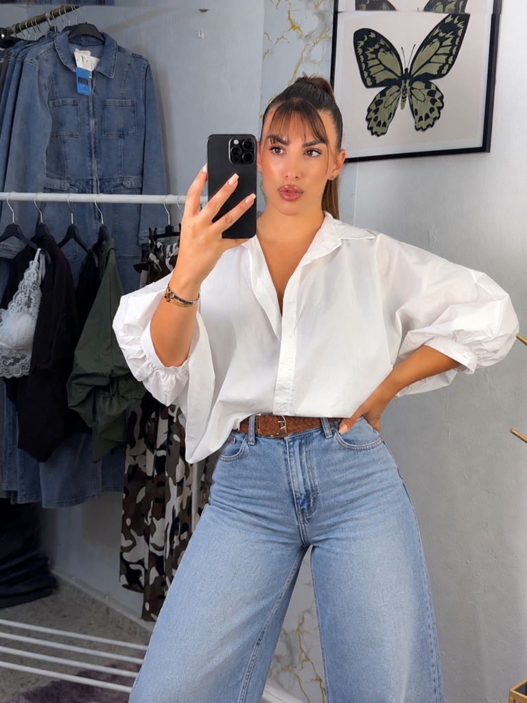Camisa oversize abullonada blanca