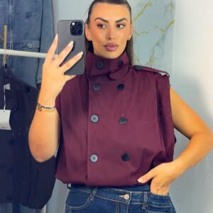 Gabardina sin mangas oversize Burdeos