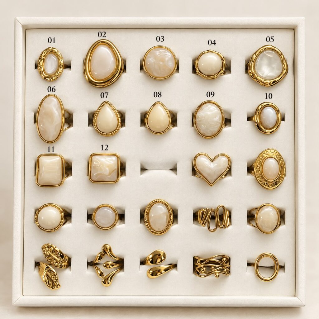 Anillos dorados ajustables (colección nacarado)