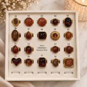 Anillos dorados ajustables (colección ámbar)