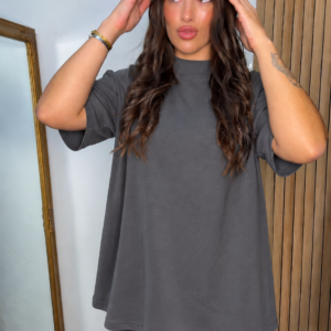 Básica oversize cuello perkin gris plomo