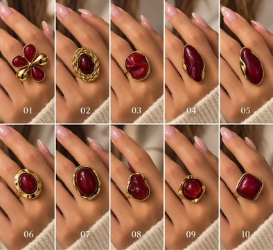 Anillos dorados ajustables (colección Burdeos)