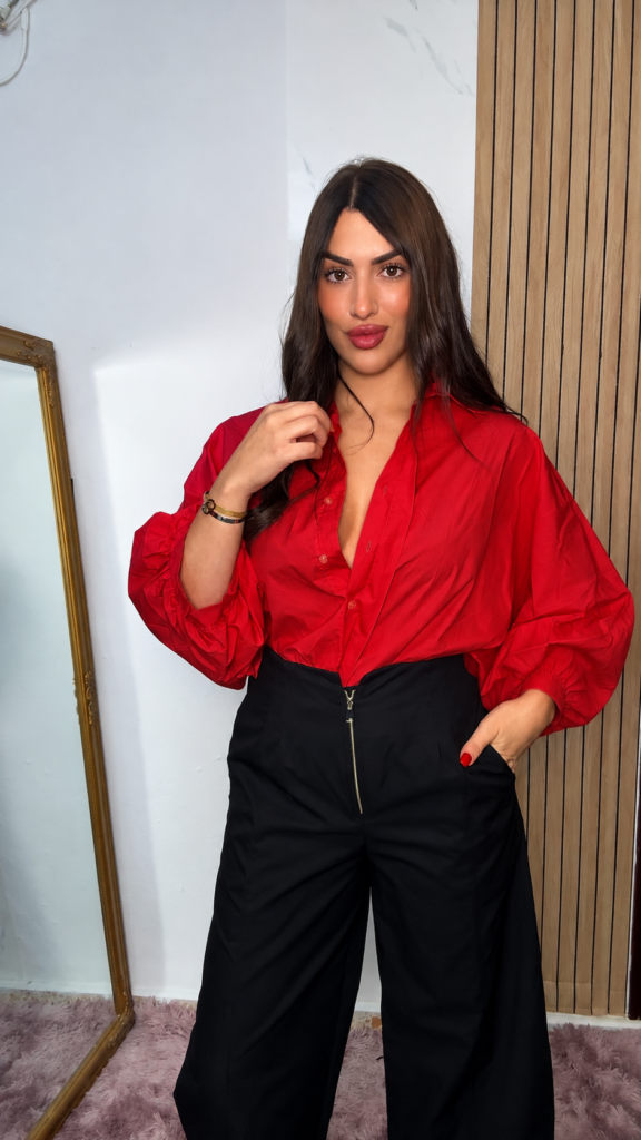 Camisa oversize abullonada rojo