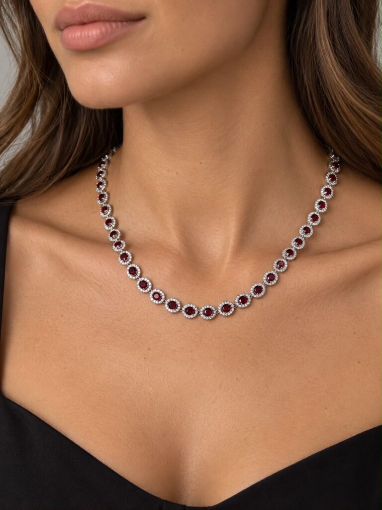 Collar swarovski rubí burdeos