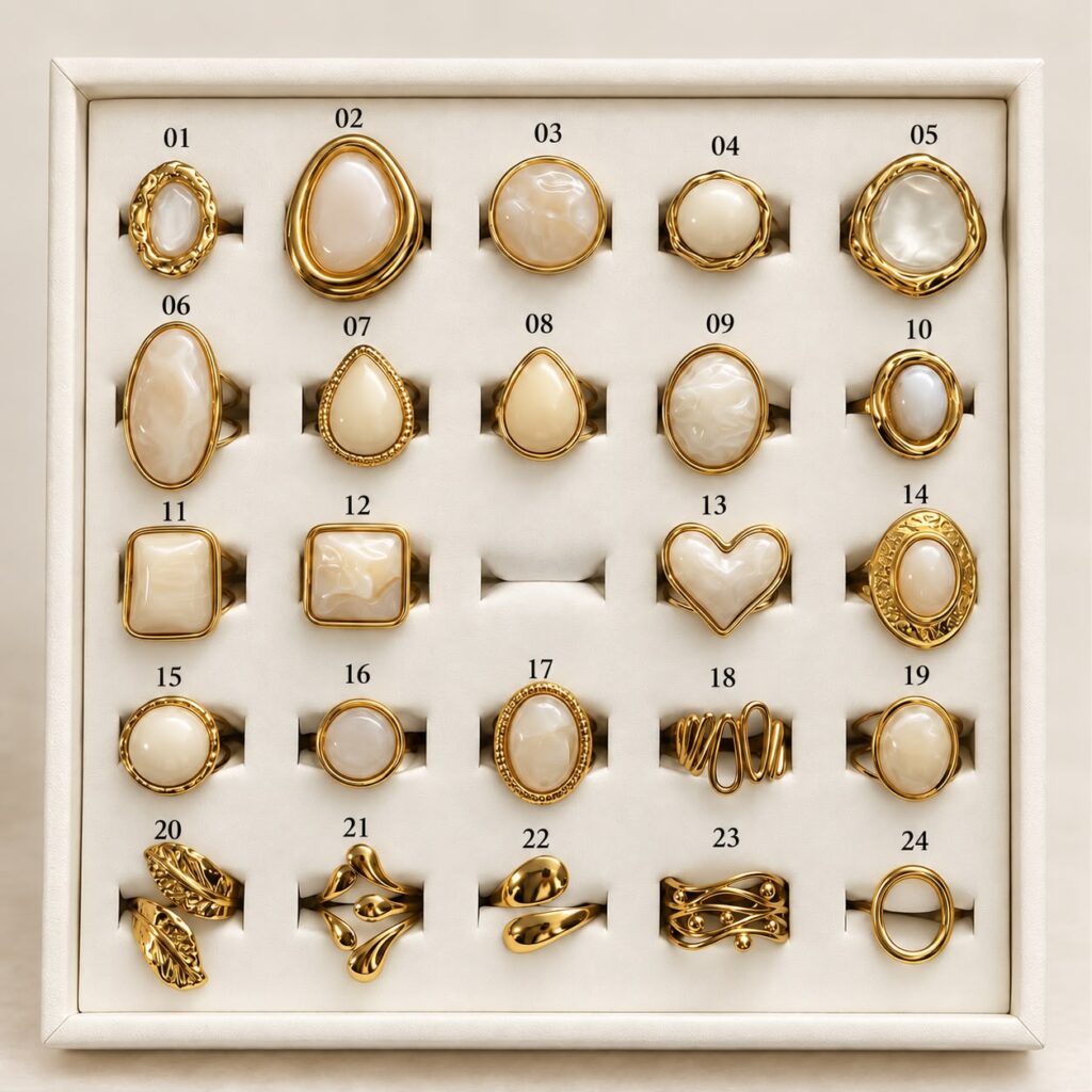 Anillos dorados ajustables (colección nacarado)