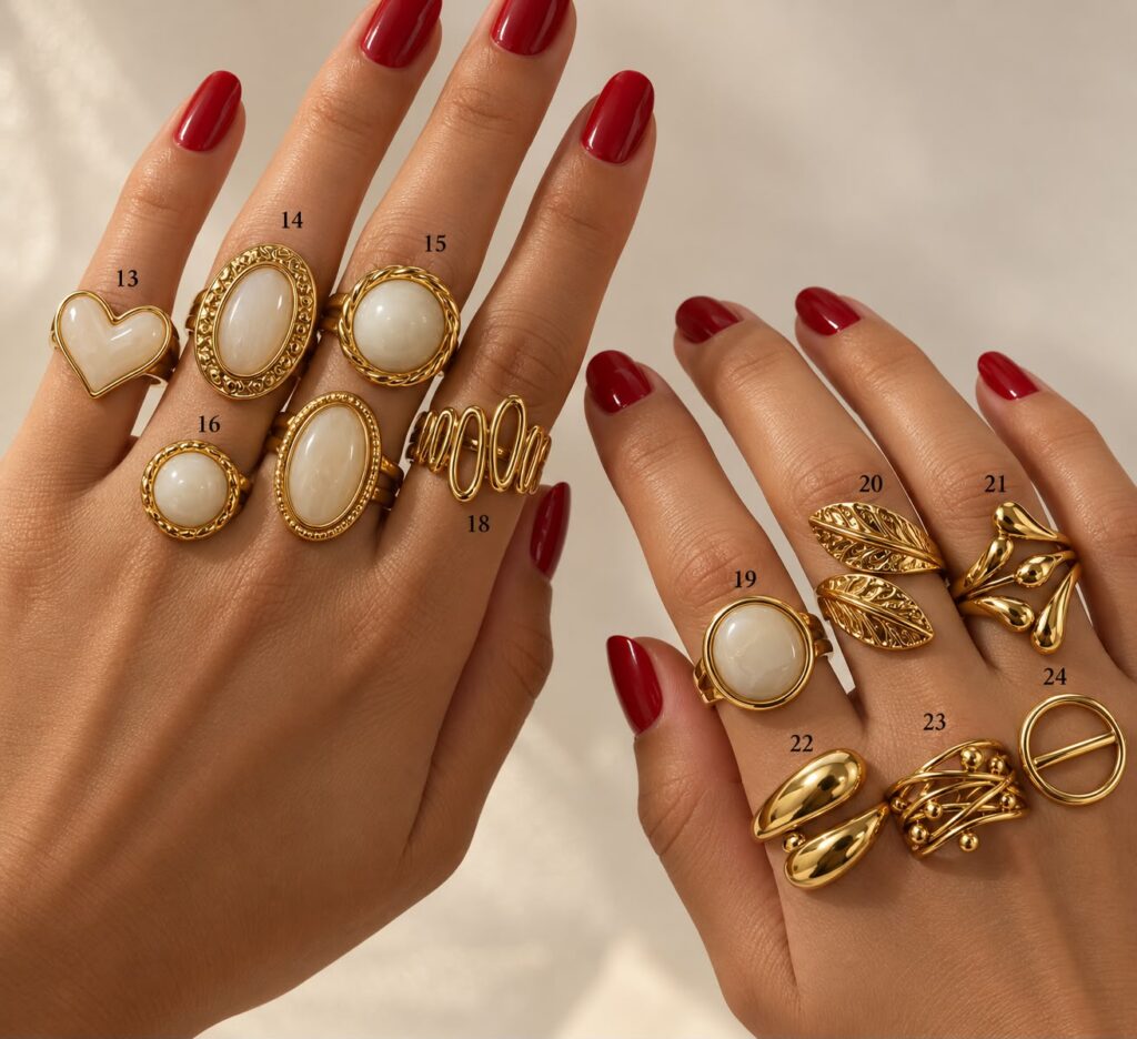 Anillos dorados ajustables (colección nacarado)