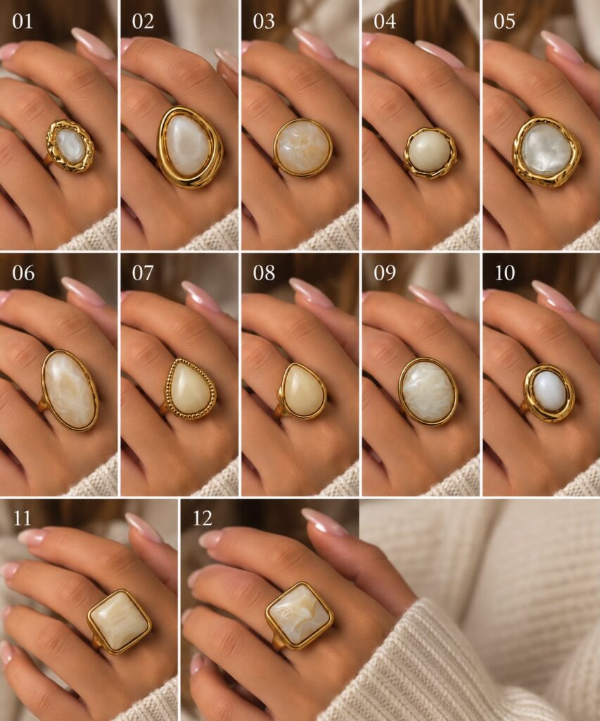 Anillos dorados ajustables (colección nacarado)