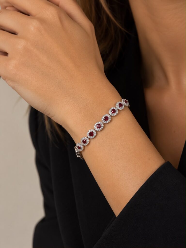 Pulsera swarovski rubí burdeos