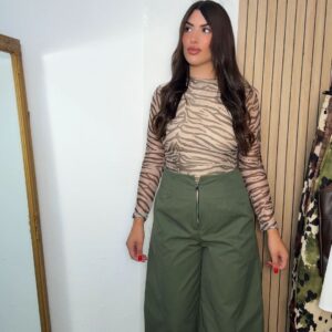 Pantalón vaquero pinza cargo verde